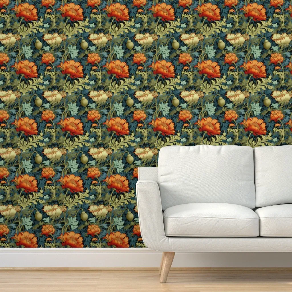 Morris Dreams Nouveau-45 Peel and Stick Wallpaper - Orange product