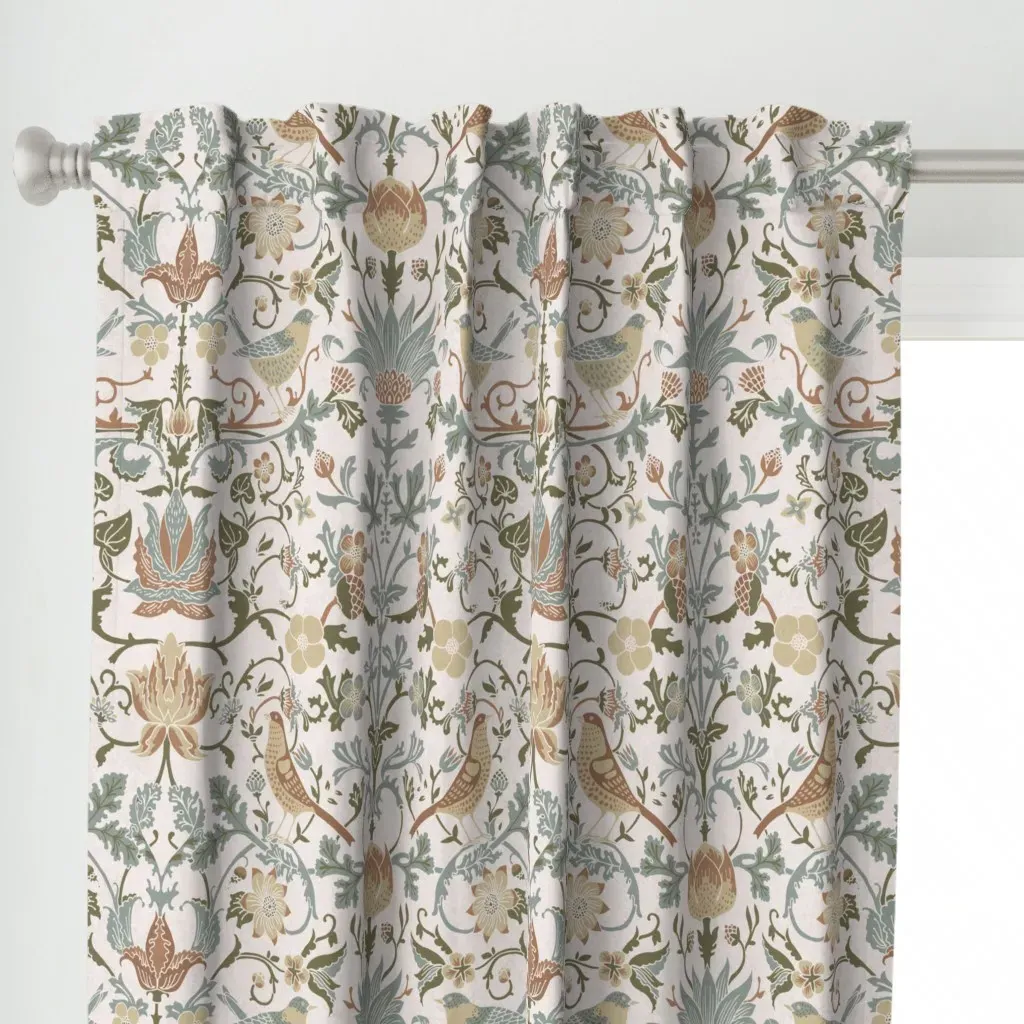 Morris Garden Songbirds Curtain Panel - Beige alternate view