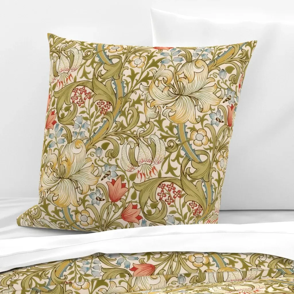 Morris Golden Lilies Arts And Crafts Art Nouveau Euro Pillow Sham - Gold product