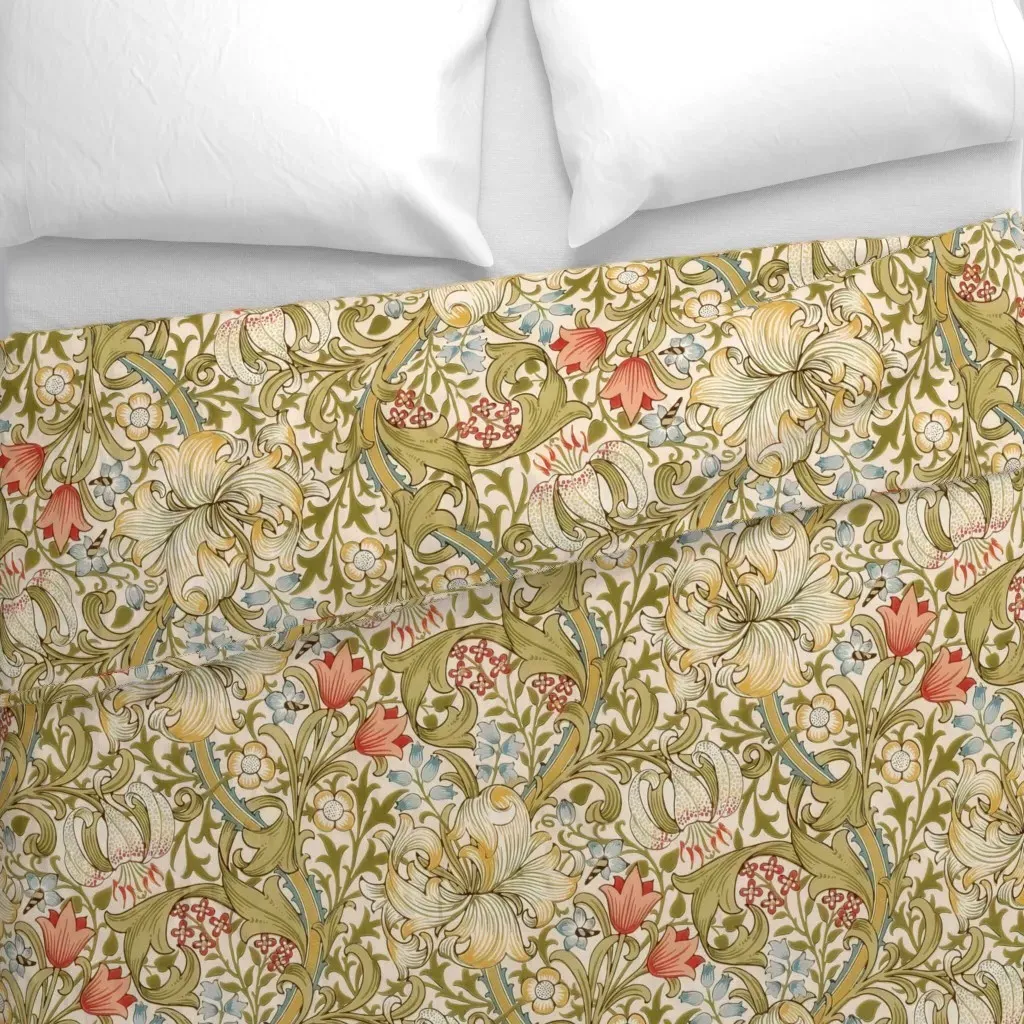 Morris Golden Lilies Arts and Crafts Duvet Cover - Gold alternate view