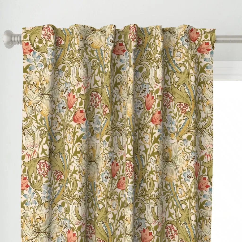 Morris Golden Lilies Arts Curtain Panel - Gold alternate view