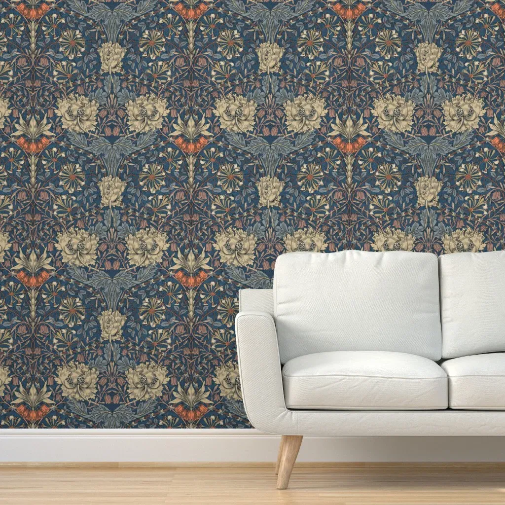 Morris Honeysuckle Arts and Crafts Peel and Stick Wallpaper - Navy Blue product