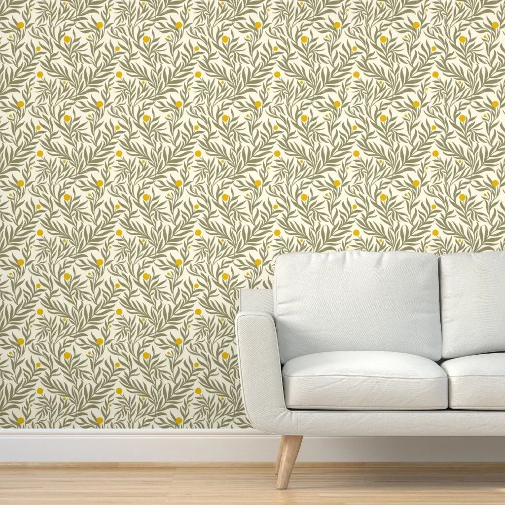 Morris Leaves Peel and Stick Wallpaper - Olive Green product