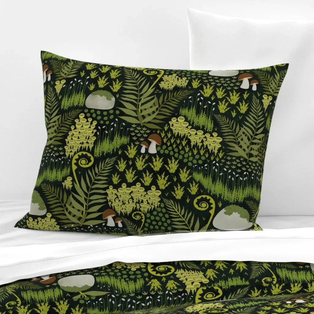 Moss Garden Standard Knife Edge Cushion Cover - Dark Green, Cotton Sateen product