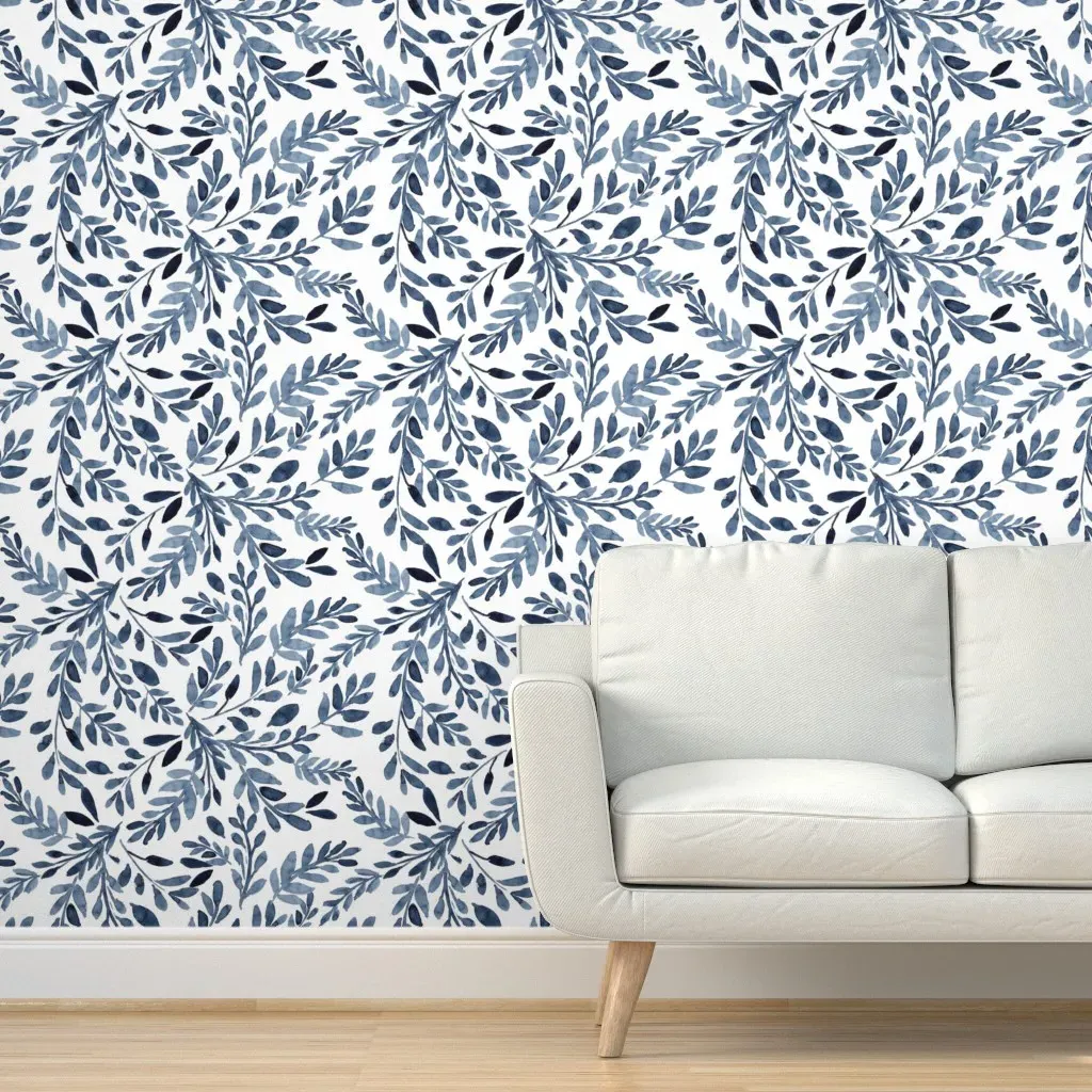 Mossie Sprigs Peel and Stick Wallpaper - Navy Blue product