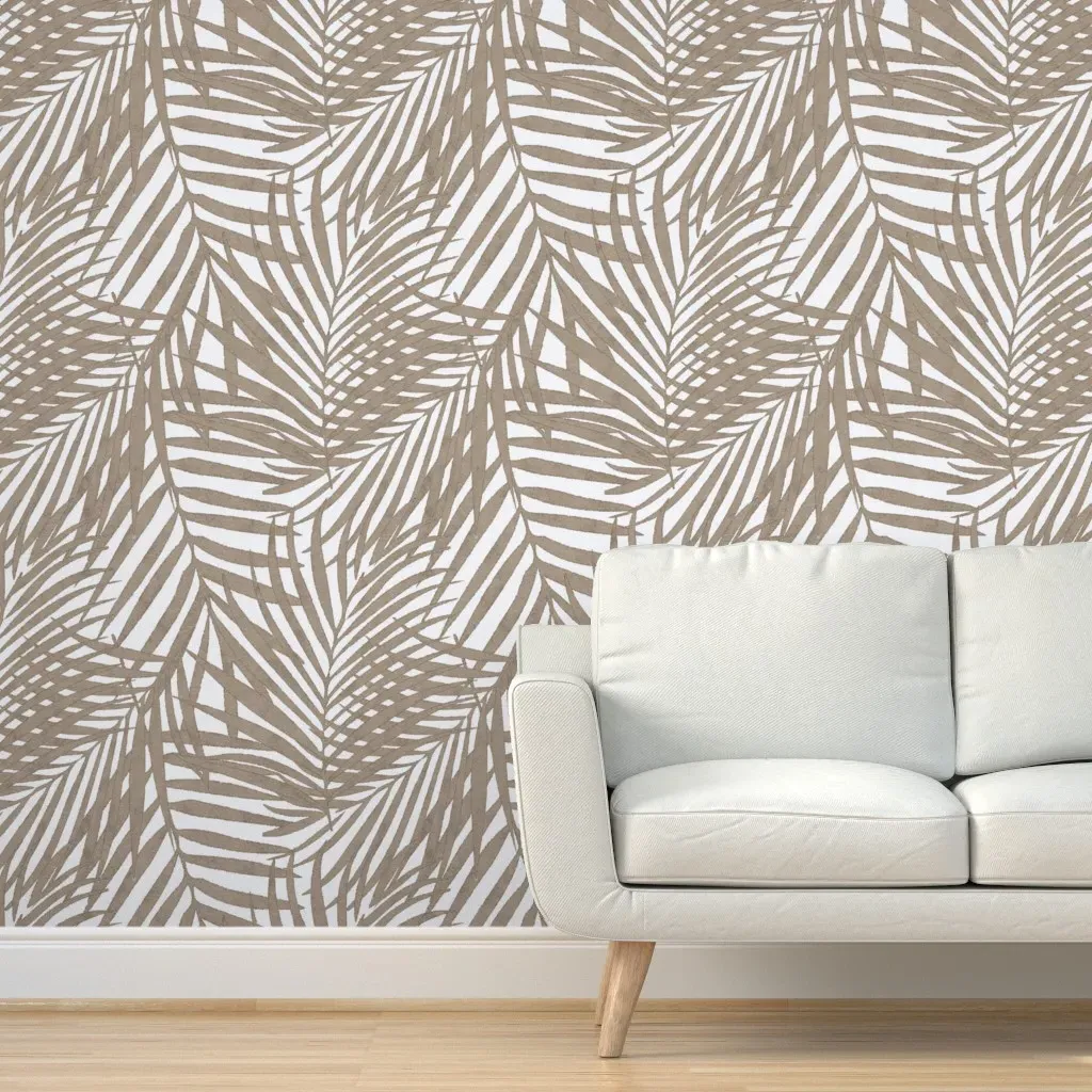 Moth Wing Watercolor Fronds Peel and Stick Wallpaper - Brown product