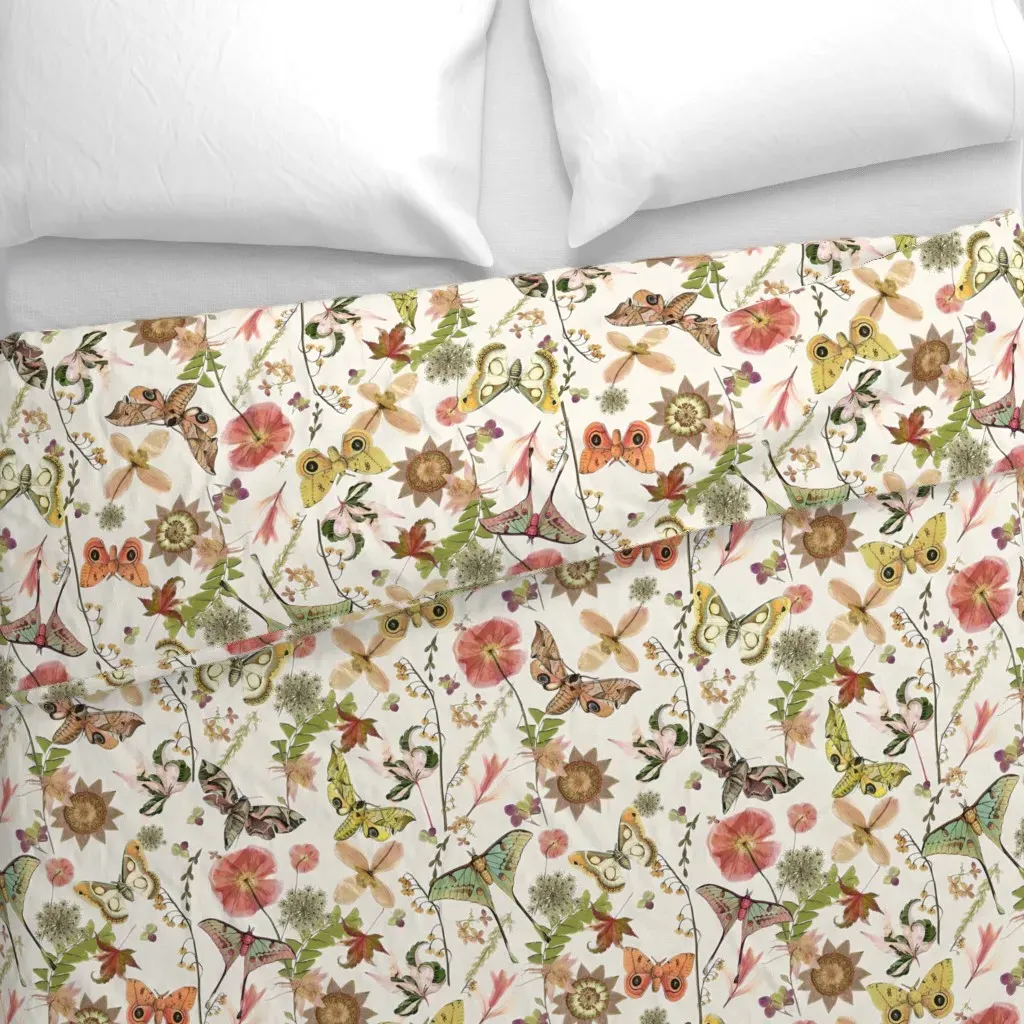 Moths N Wildflowers Duvet Cover - Cream alternate view