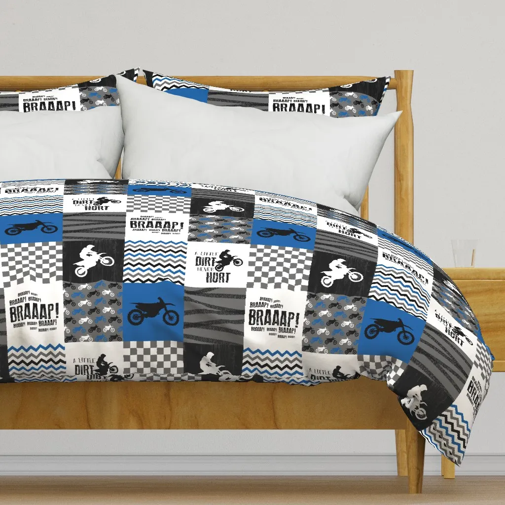Motocross A Little Dirt Never Duvet Cover - Blue product