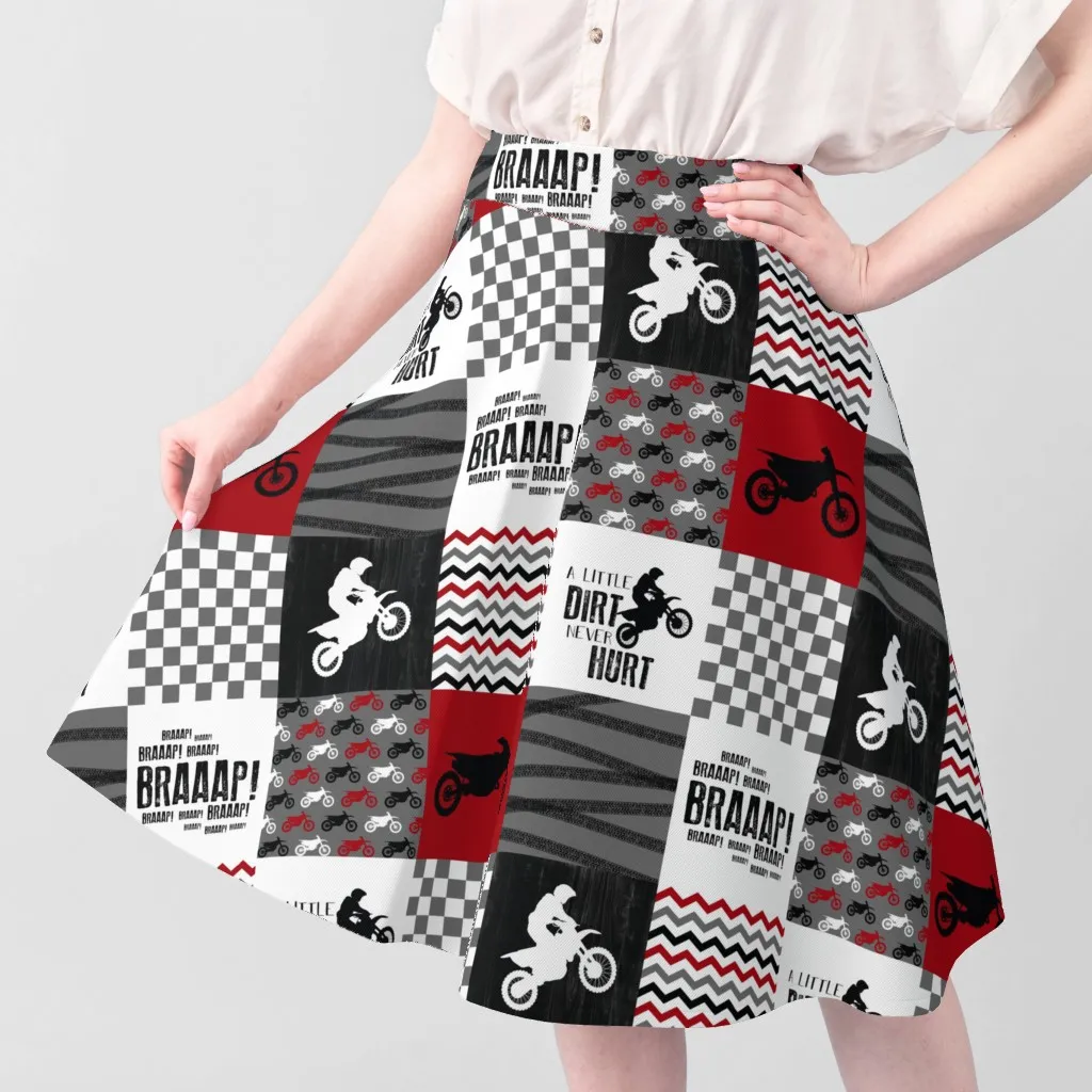 Motocross A Little Dirt Never Hurt Cheater Quilt Fabric - Red, Sport Pique alternate view