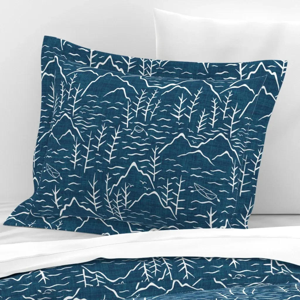 Mountain Lake Standard Flanged Cushion Cover - Dark Teal, Cotton Sateen product