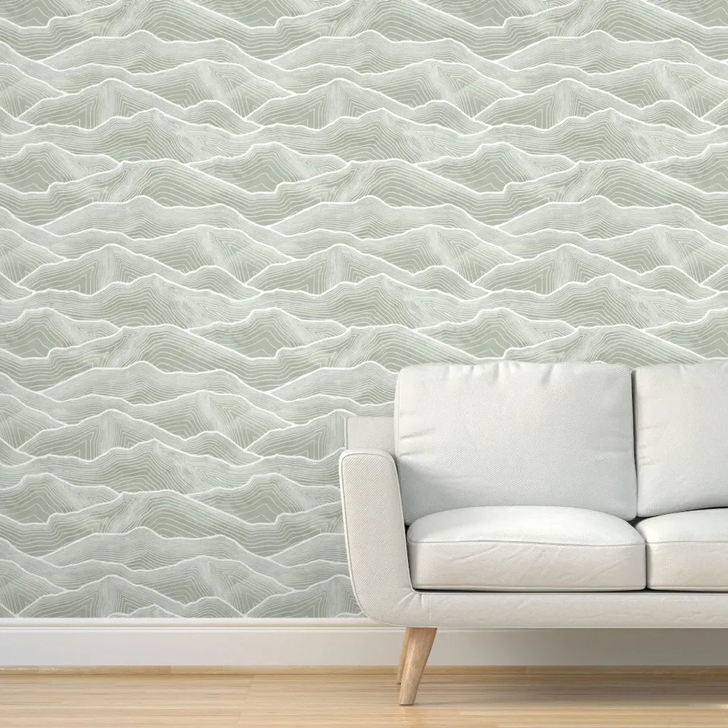 Mountain Lines Peel and Stick Wallpaper - Sage Green product