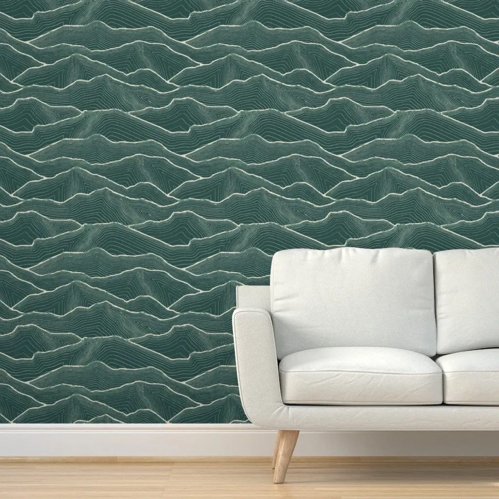 Mountain Lines Peel and Stick Wallpaper - Teal product