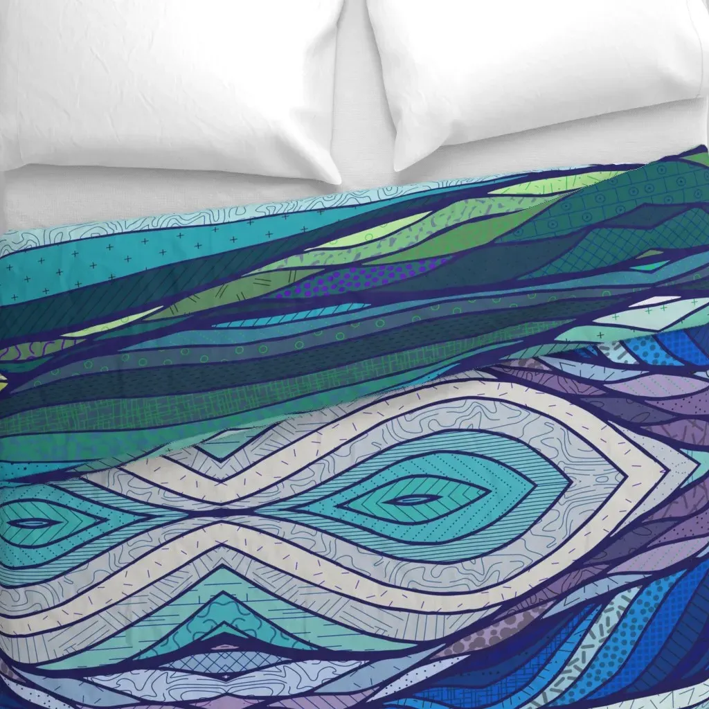 Mountain Or Ocean 1 Yard Duvet Cover - Blue alternate view