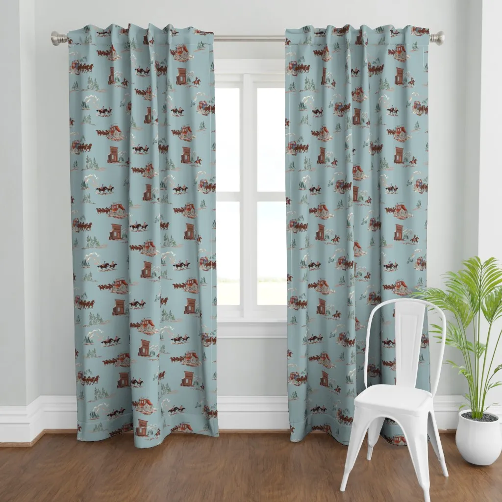 Mountain Stagecoach Curtain Panel - Dusty Blue product