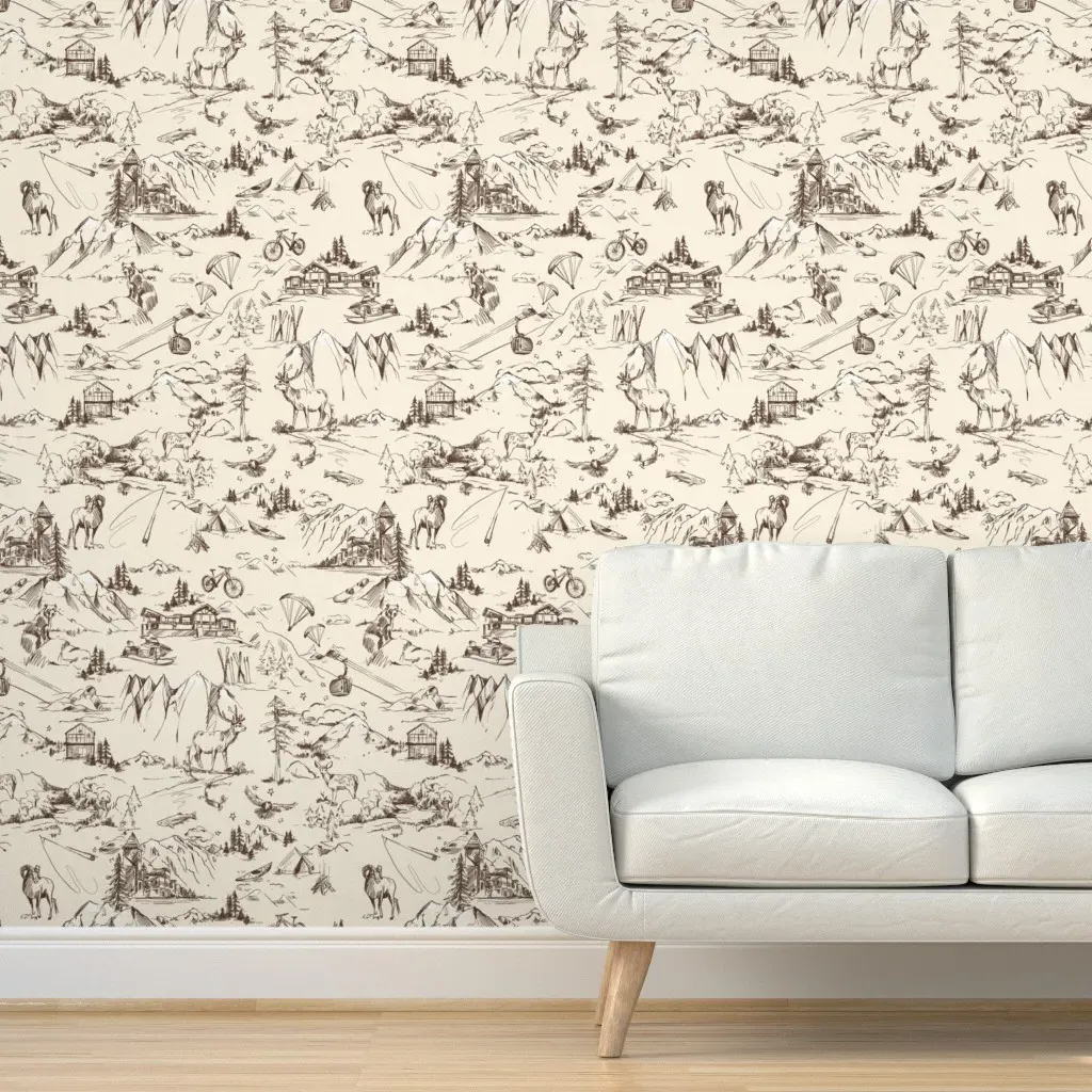 Mountain Toile Peel and Stick Wallpaper - Sepia product