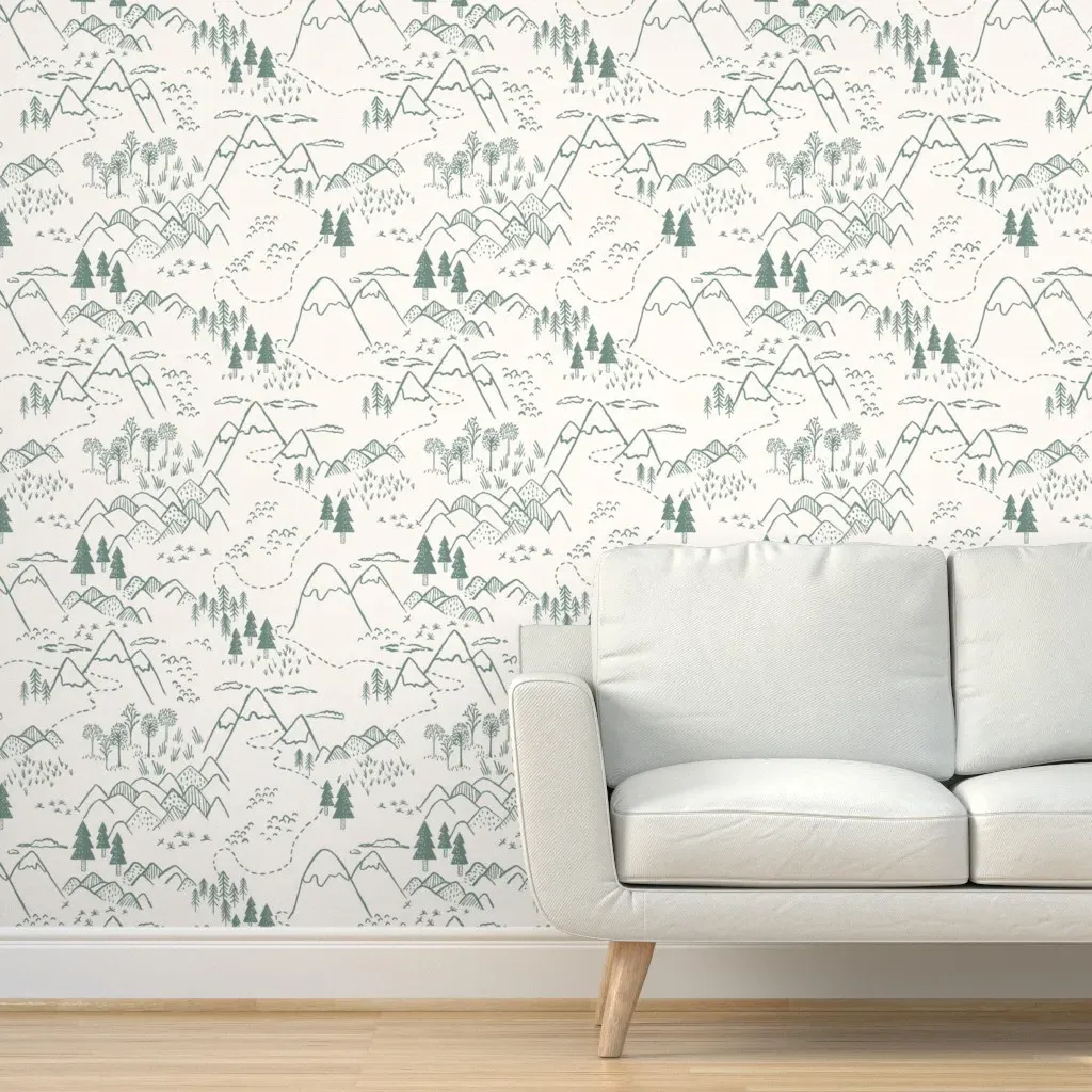Mountain Top Rustic Forest Peel and Stick Wallpaper - Sage Green product