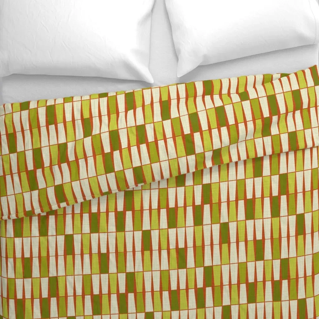 Movement Orange Green Duvet Cover - Burnt Orange alternate view