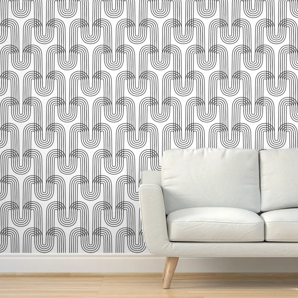 Moving Lines Peel and Stick Wallpaper - Black, White product