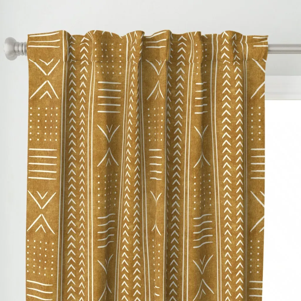 Mud Cloth Arrow Curtain Panel - Mustard Yellow alternate view