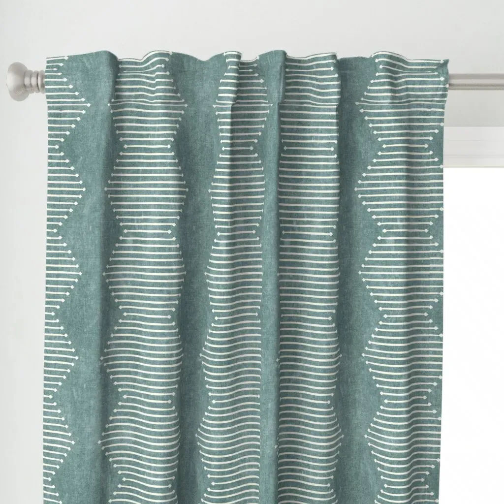 Mud Diamond Curtain Panel - Dusty Teal alternate view