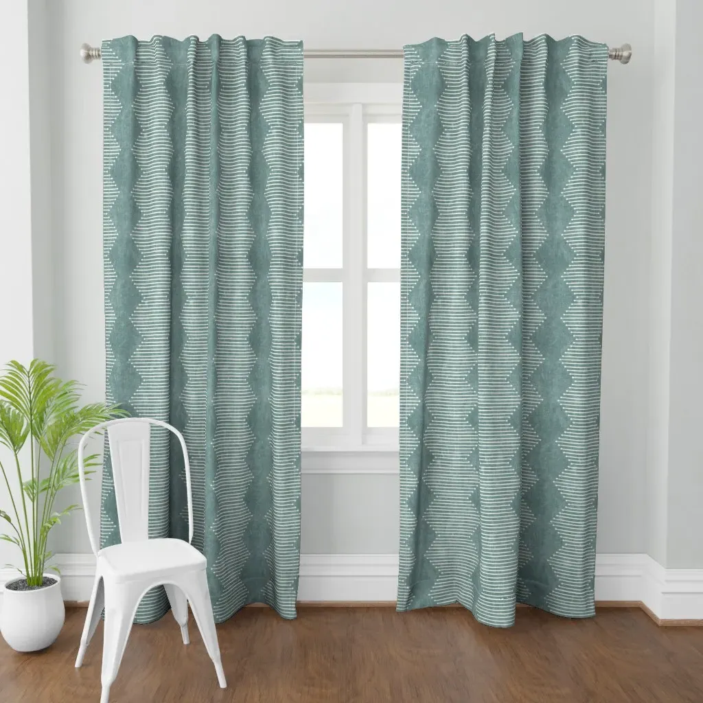 Mud Diamond Curtain Panel - Dusty Teal product
