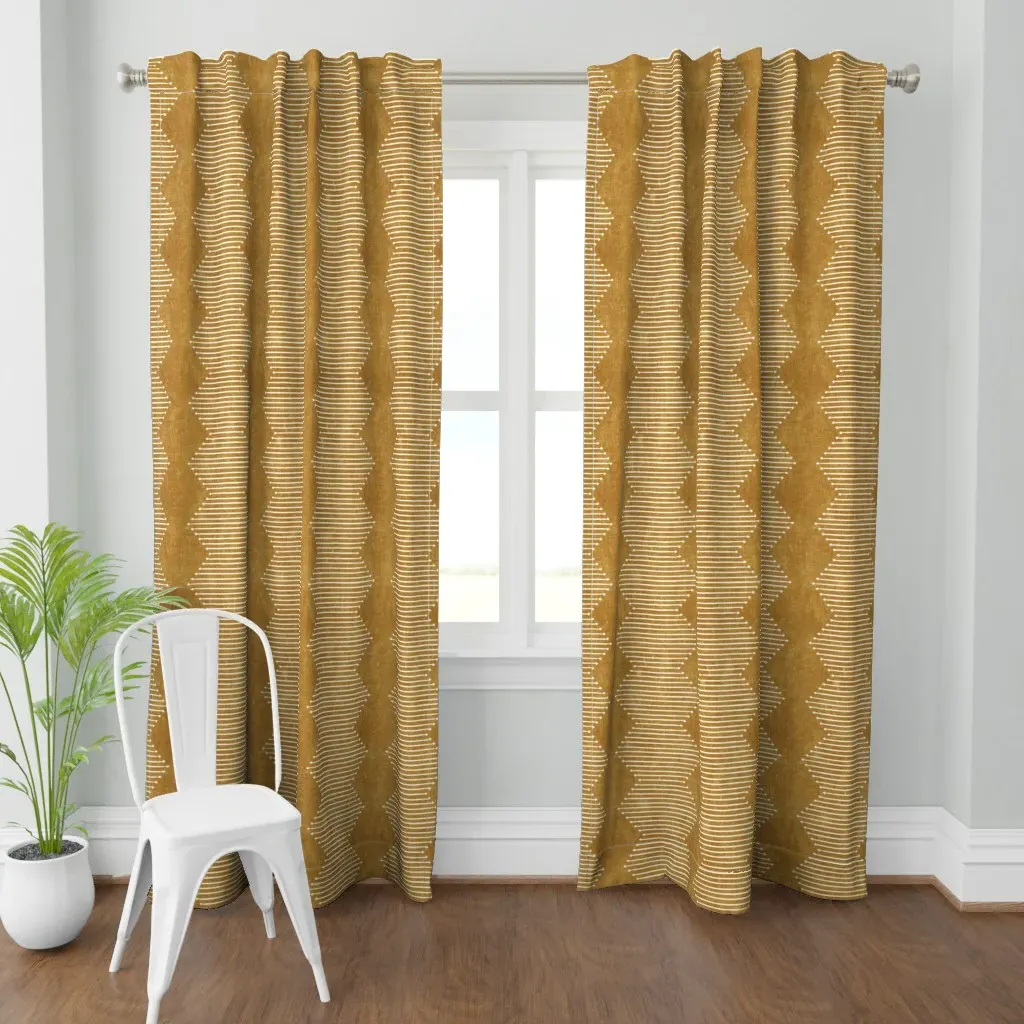 Mud Diamond Curtain Panel - Mustard Yellow product