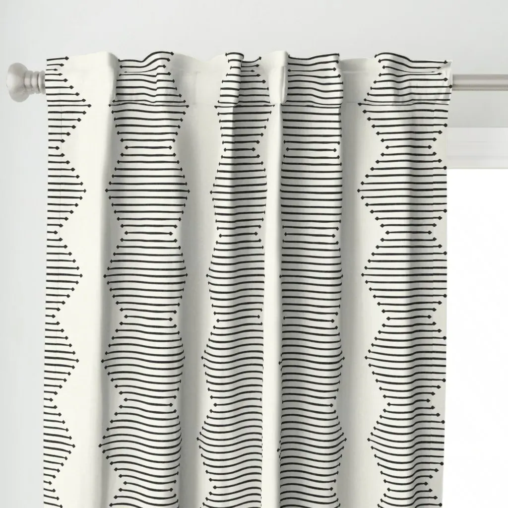 Mud Diamond Onyx On Bone Curtain Panel - Black alternate view