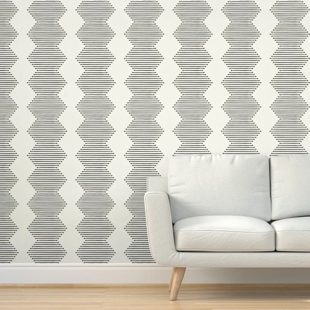 Mud Diamond Onyx on Bone Peel and Stick Wallpaper - Black product