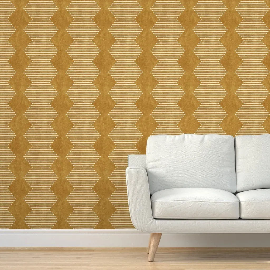 Mud Diamond Peel and Stick Wallpaper - Mustard Yellow product