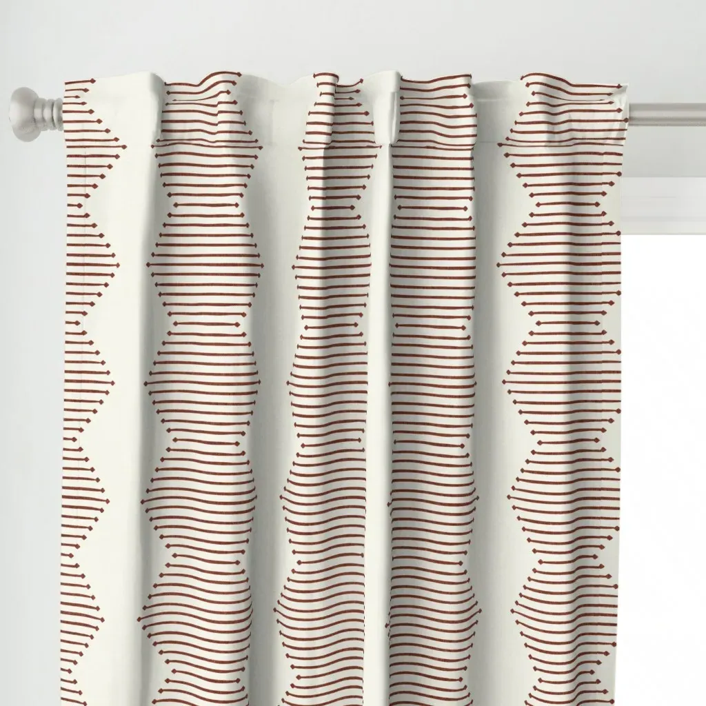 Mud Diamond Rust On Bone Curtain Panel - Terracotta alternate view