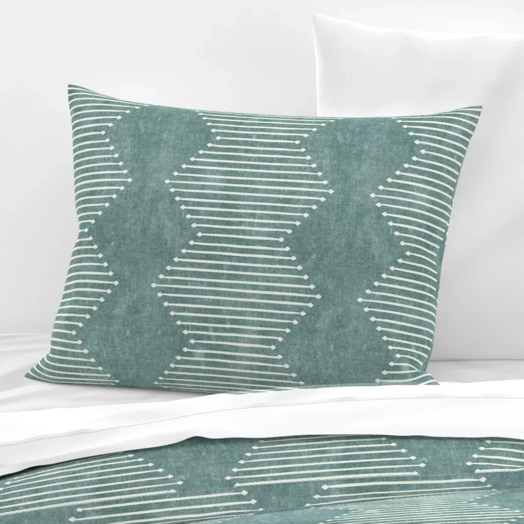 Mud Diamond Standard Knife Edge Cushion Cover - Dusty Teal, Cotton Sateen product