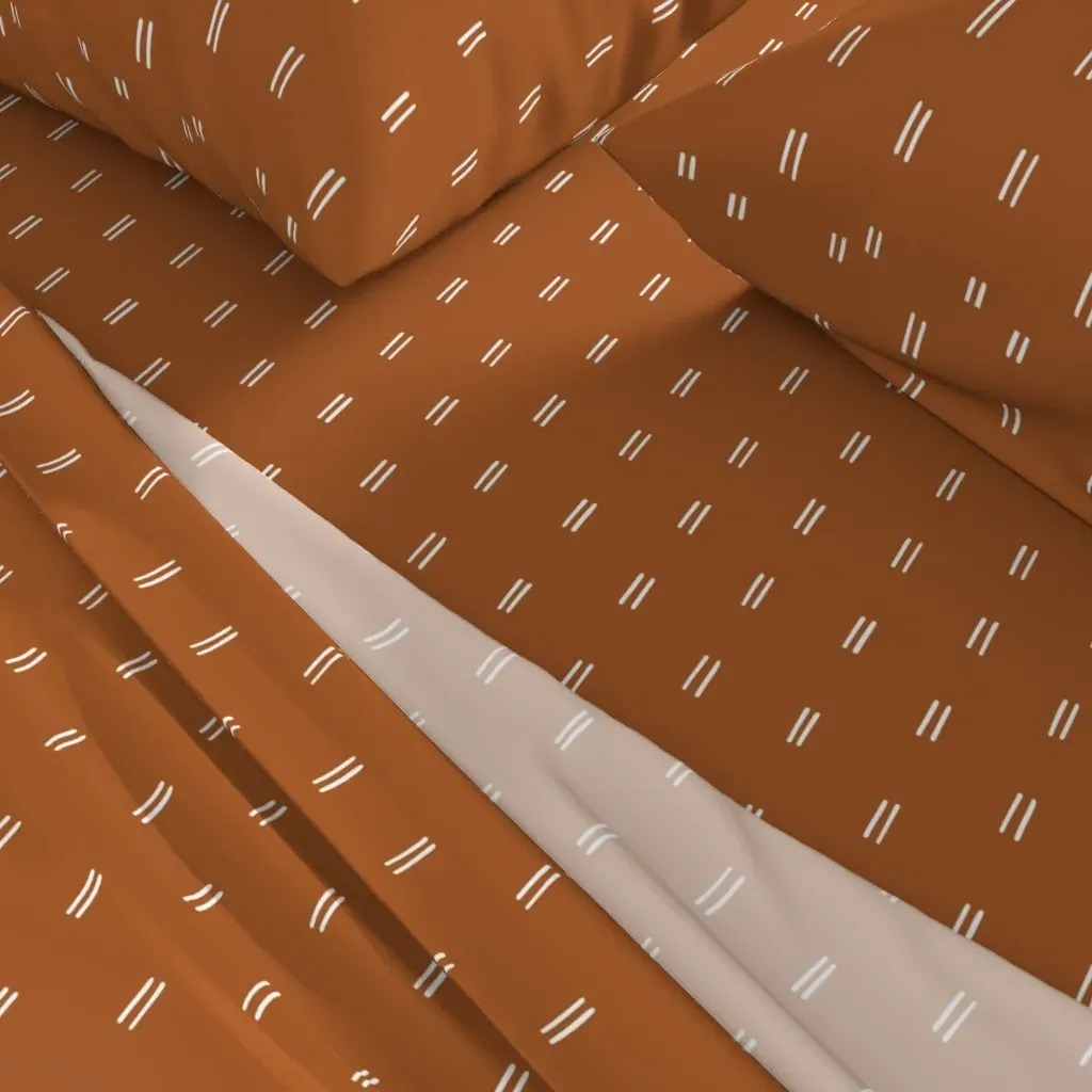 Mudcloth Copper Dashes King Sheet Set - White alternate view