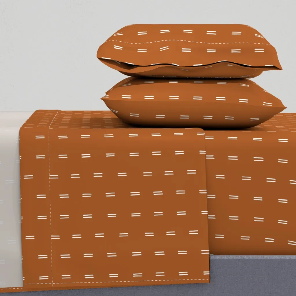 Mudcloth Copper Dashes King Sheet Set - White product