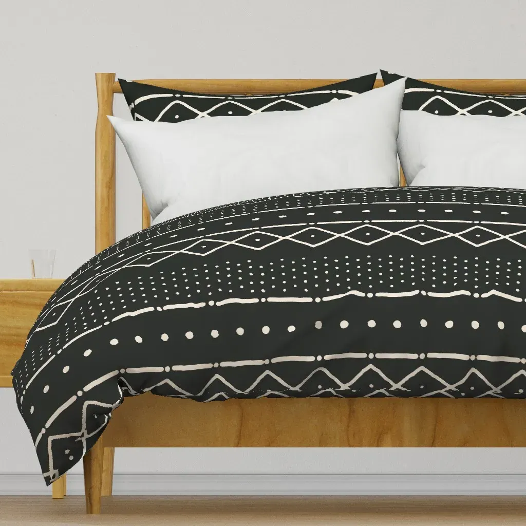 Mudcloth II Bone On Black Duvet Cover - Beige product