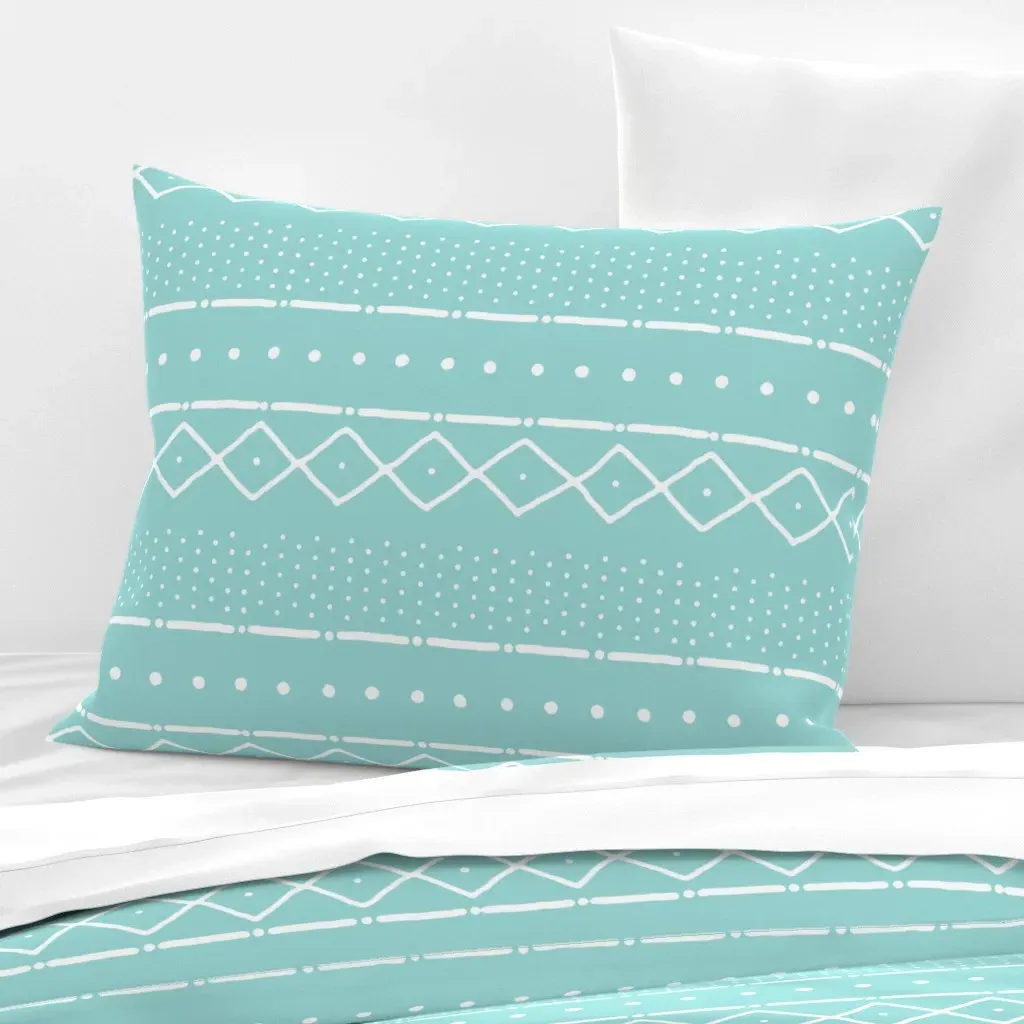 Mudcloth II Petite Standard Knife Edge Cushion Cover - Aqua, Cotton Sateen product