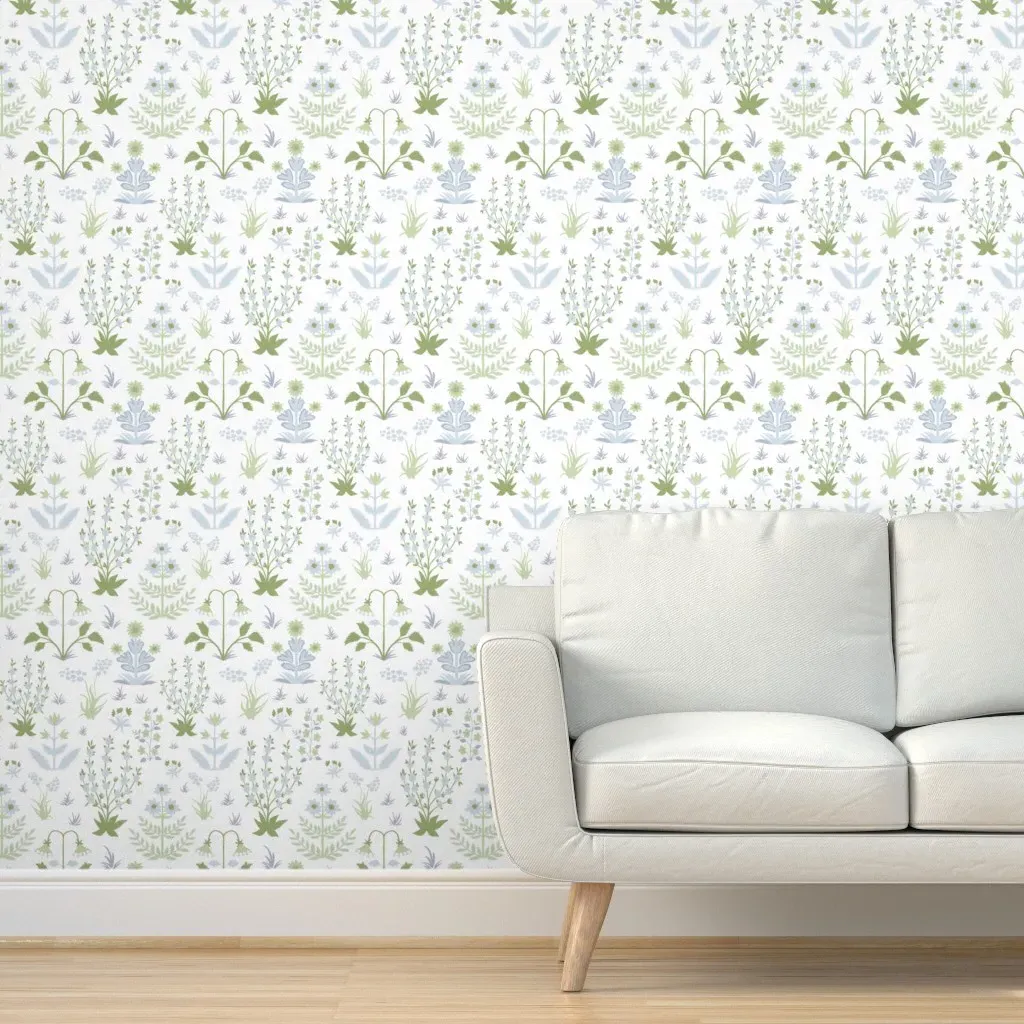 Mughal Field Peel and Stick Wallpaper - Light Blue, Green product