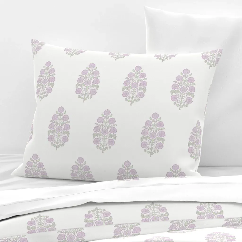 Mughal Flower Standard Knife Edge Cushion Cover - Lilac, Cotton Sateen product