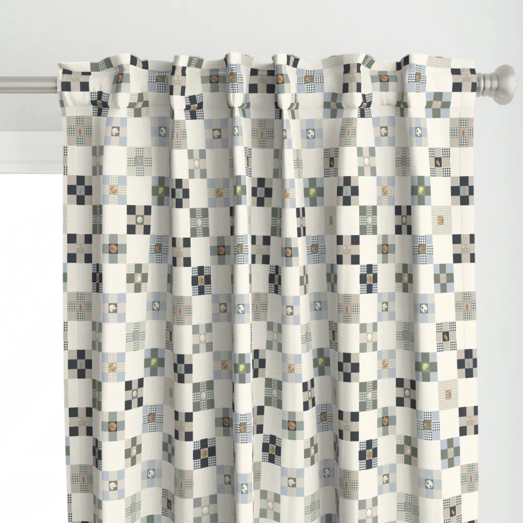 Multi Sport Quilt Tans Curtain Panel - Beige alternate view