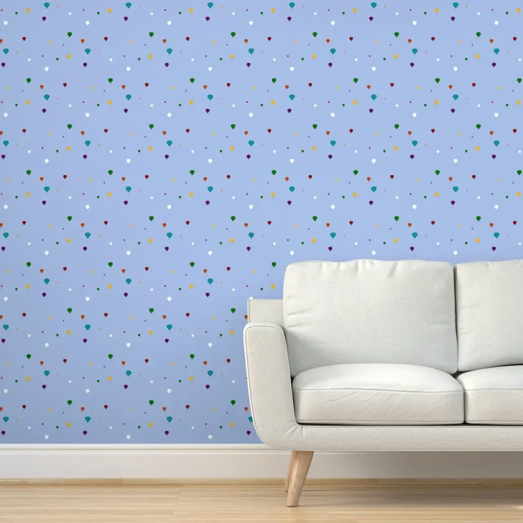 Multicolor Hot Air Balloons Peel and Stick Wallpaper - Light Blue product