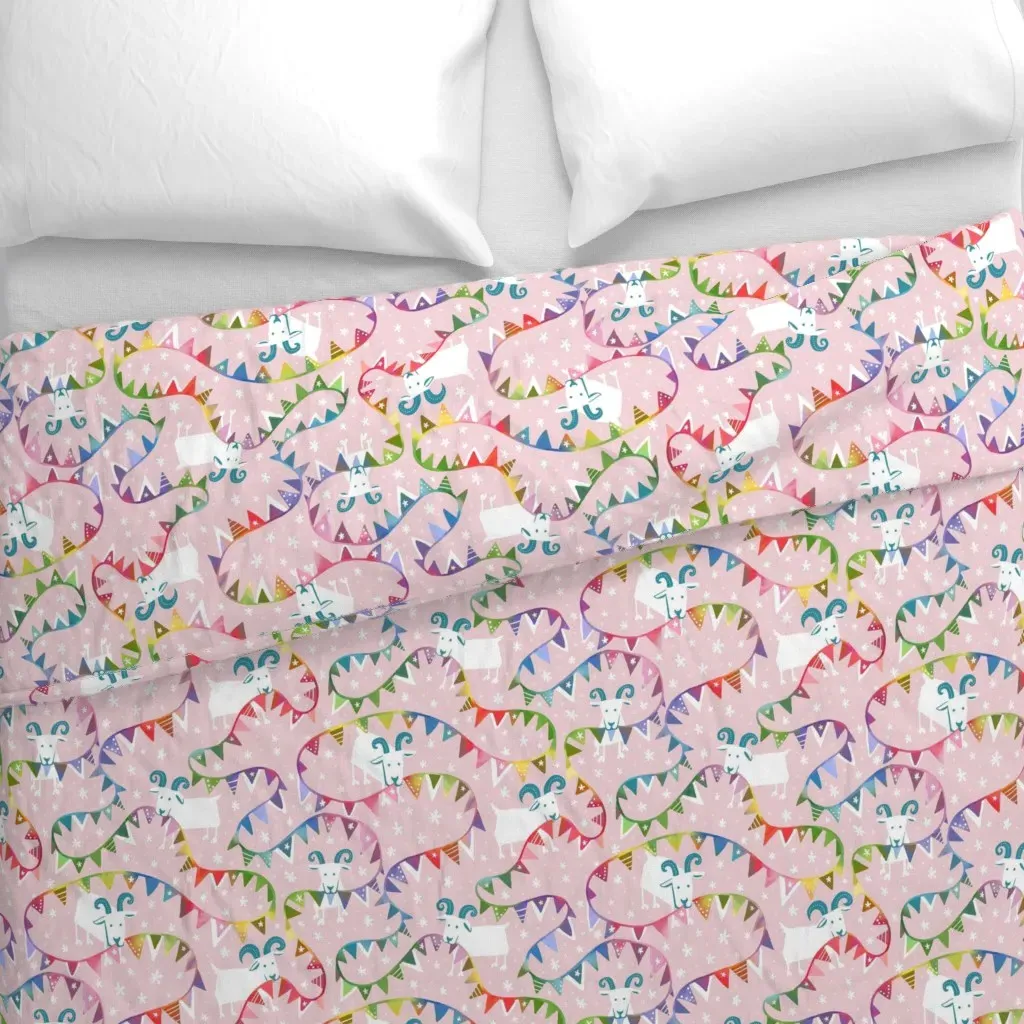Munchy Rainbow Flag Goats Duvet Cover - White alternate view