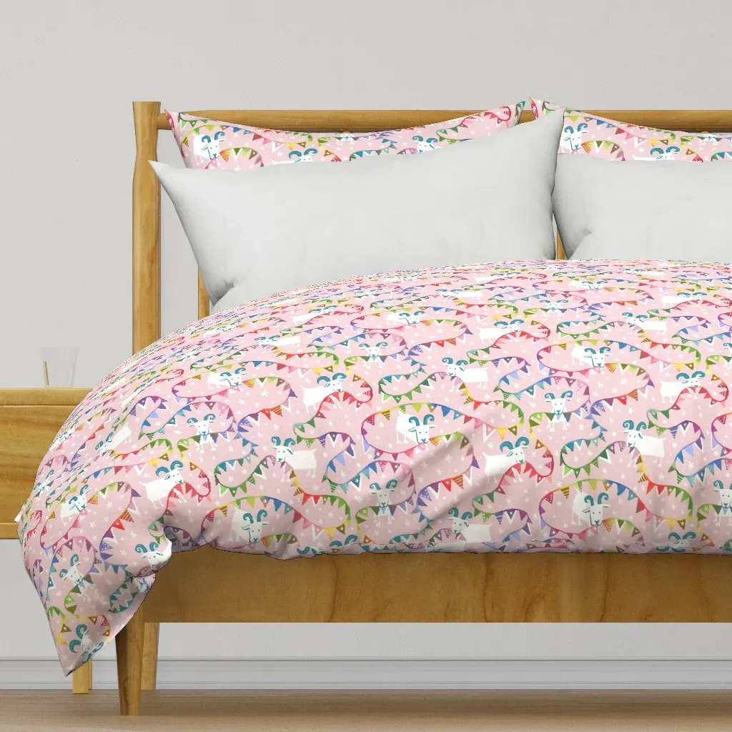 Munchy Rainbow Flag Goats Duvet Cover - White product