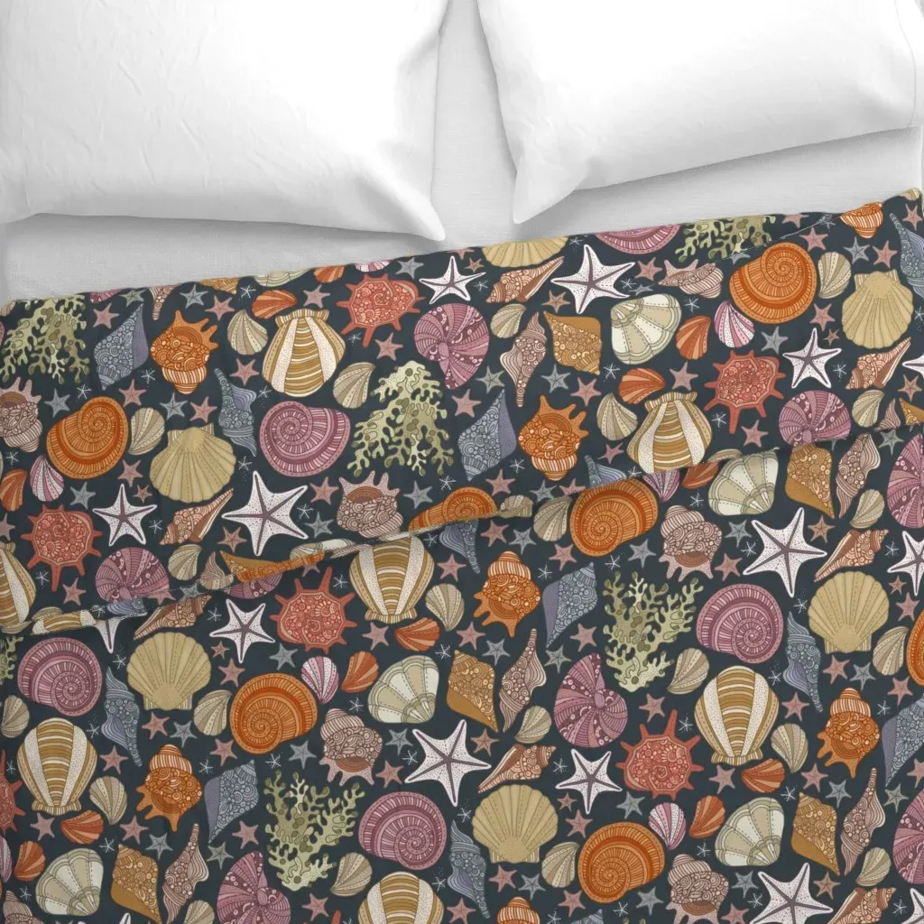 Muriel Dark Background Duvet Cover - Orange alternate view