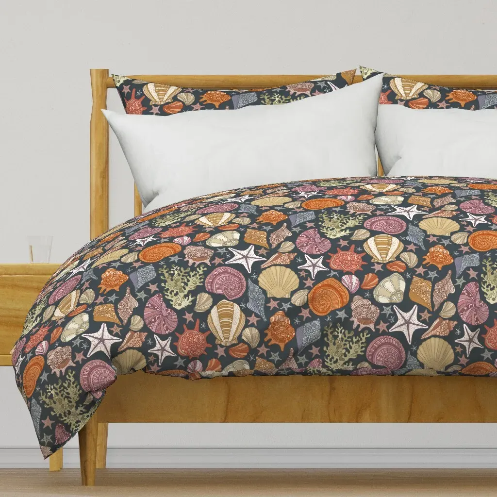 Muriel Dark Background Duvet Cover - Orange product
