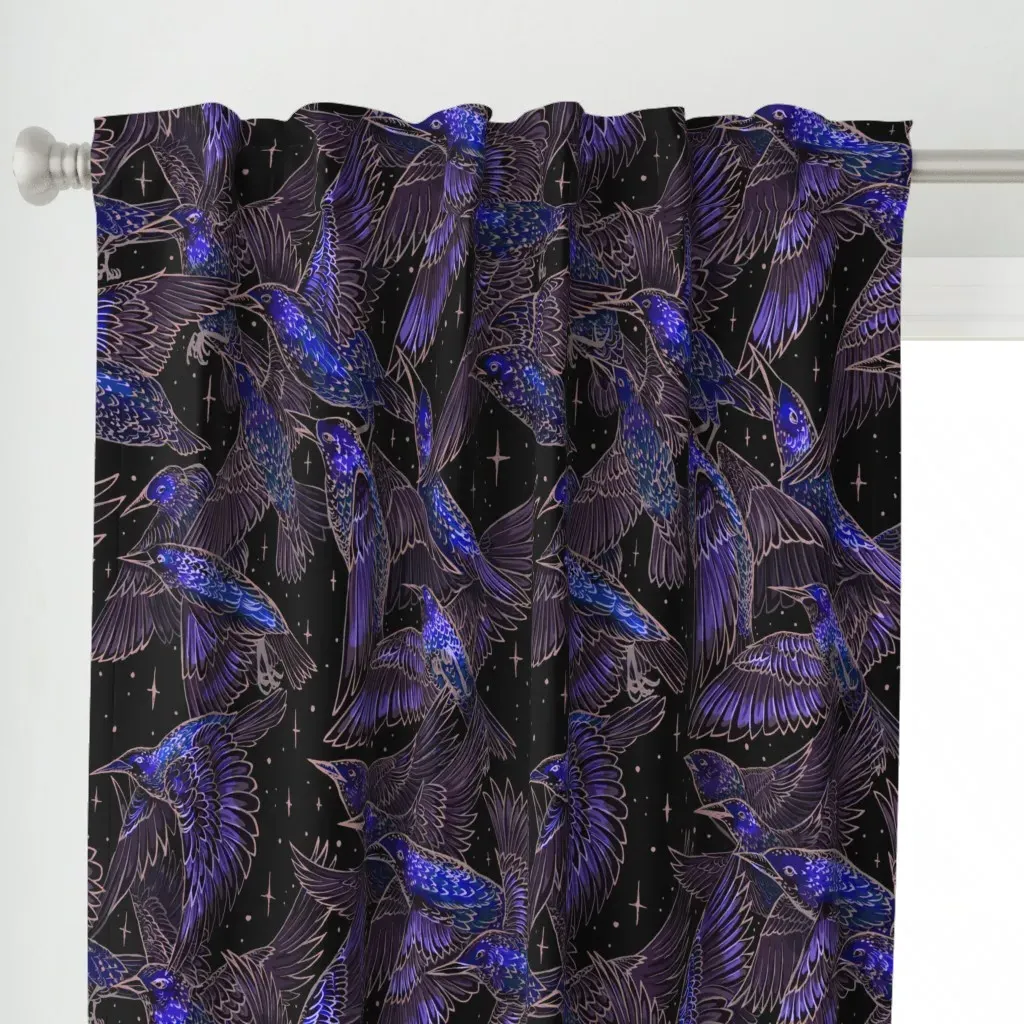 Murmaration Right Curtain Panel - Purple alternate view