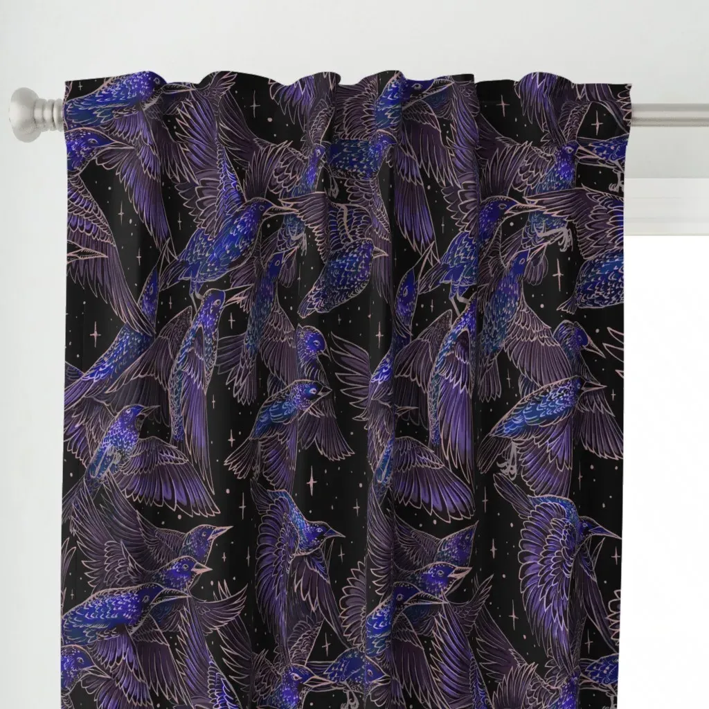 Murmuration Left Facing Curtain Panel - Purple alternate view