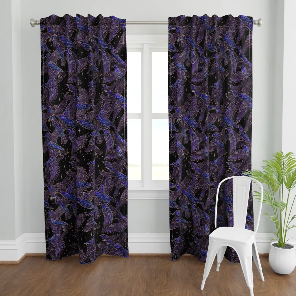 Murmuration Left Facing Curtain Panel - Purple product