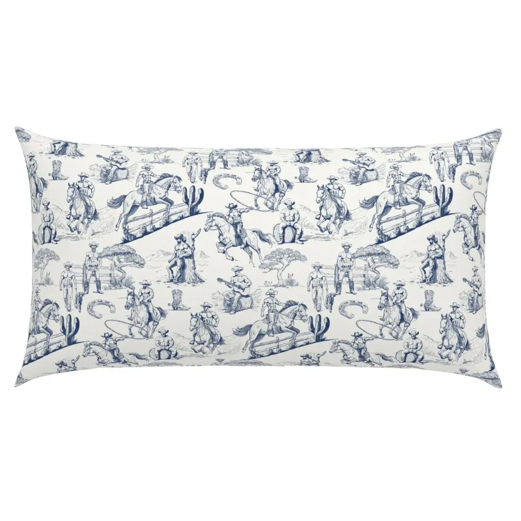 Muscle Cowboy Toile King Pillow Sham - Navy Blue product