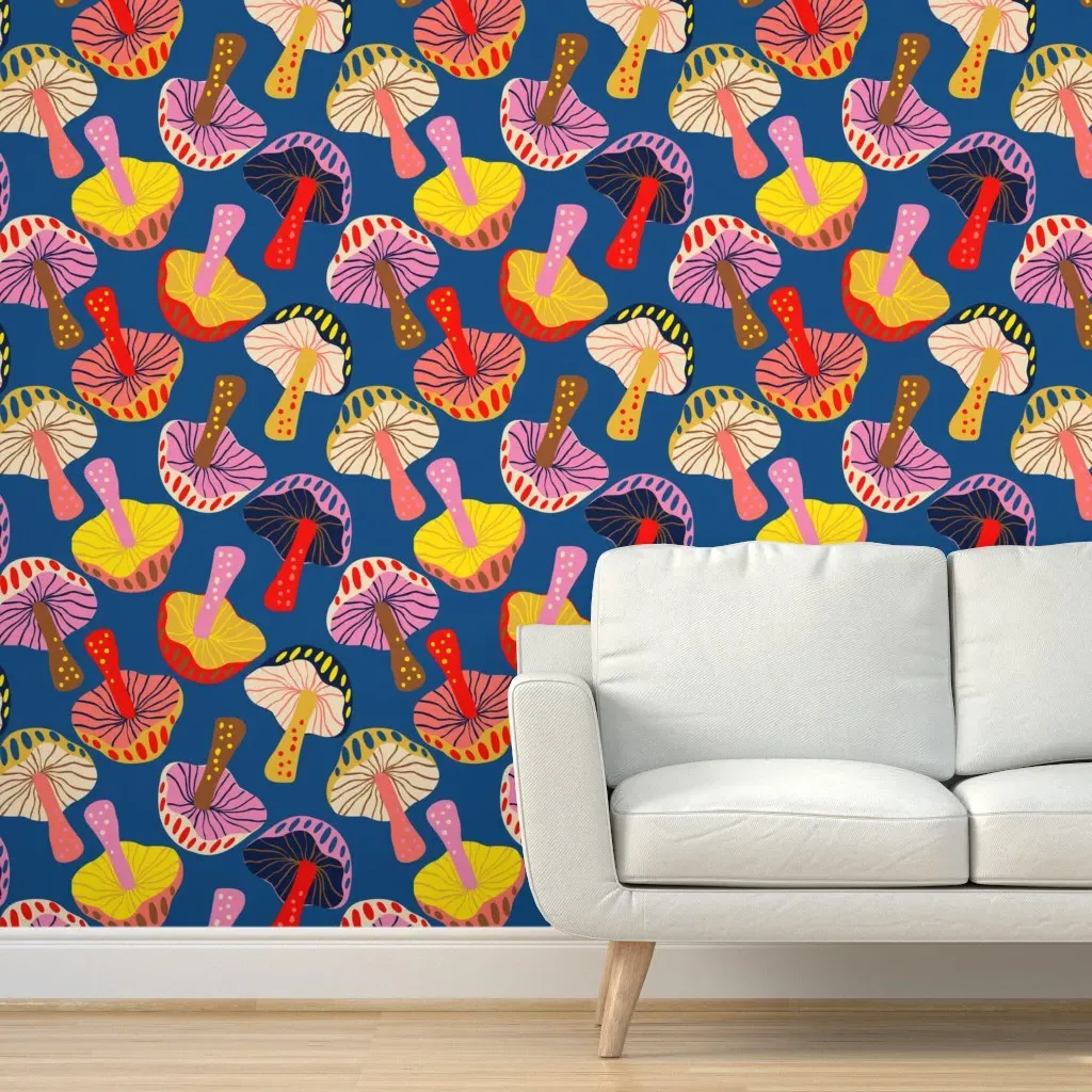 Mushies Up And Down Peel and Stick Wallpaper - Blue product