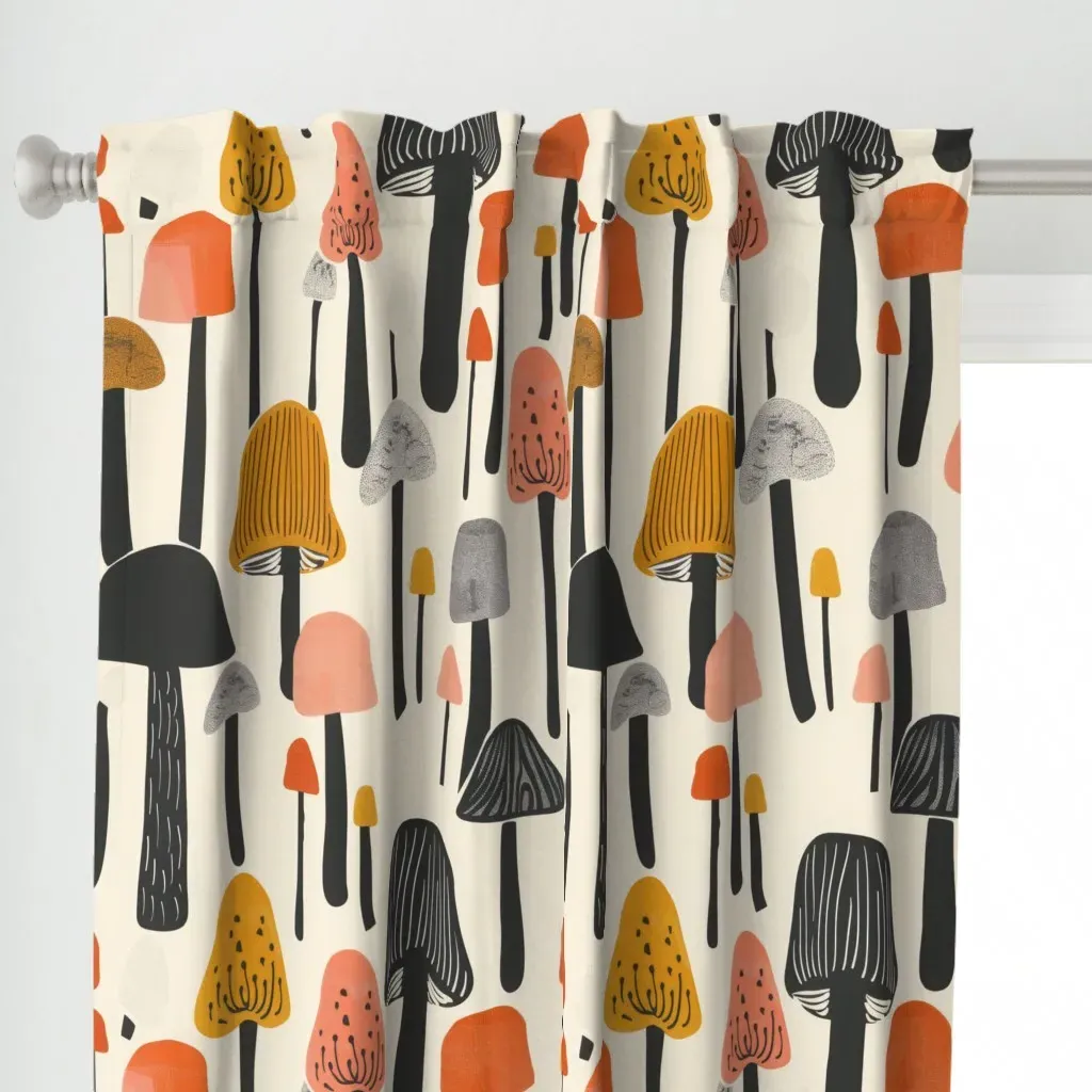Mushroom Abstract Curtain Panel - Black alternate view