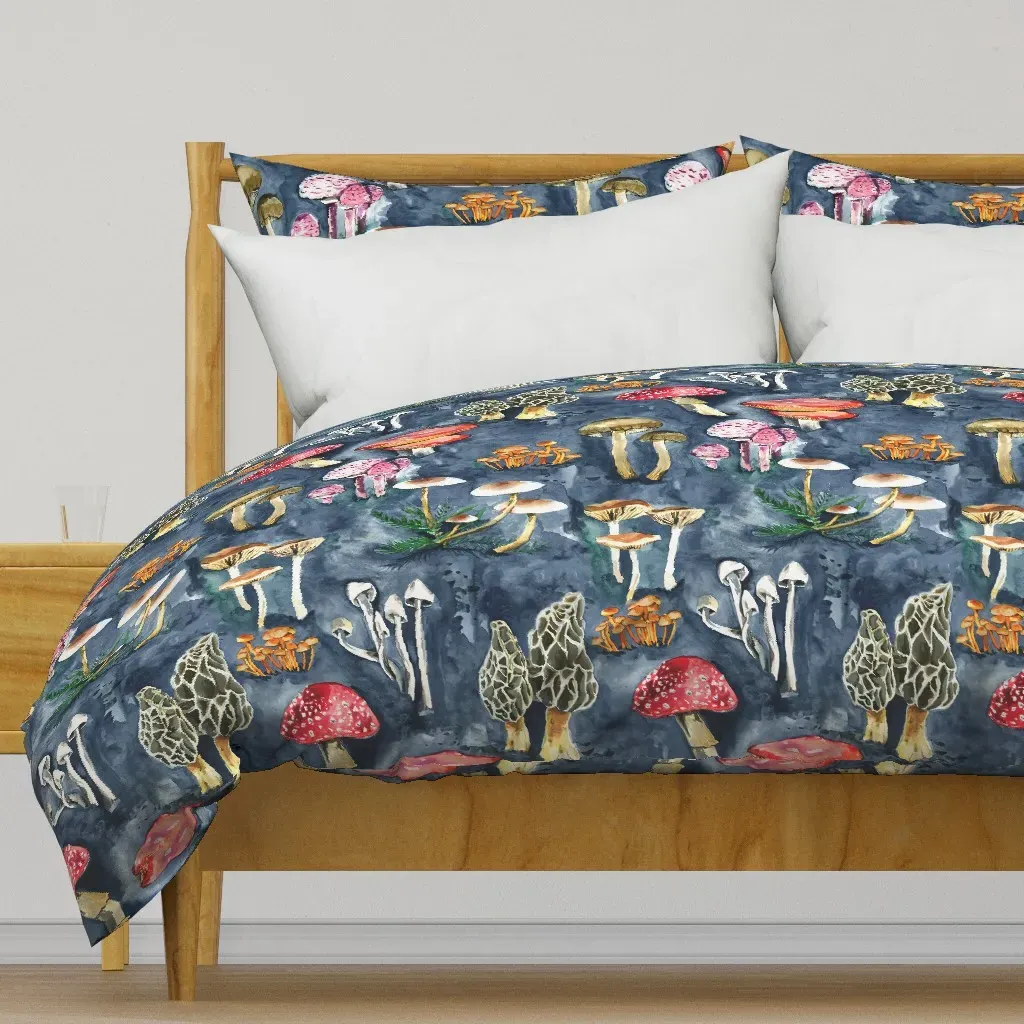 Mushroom Collection Large Duvet Cover - Dark Blue product